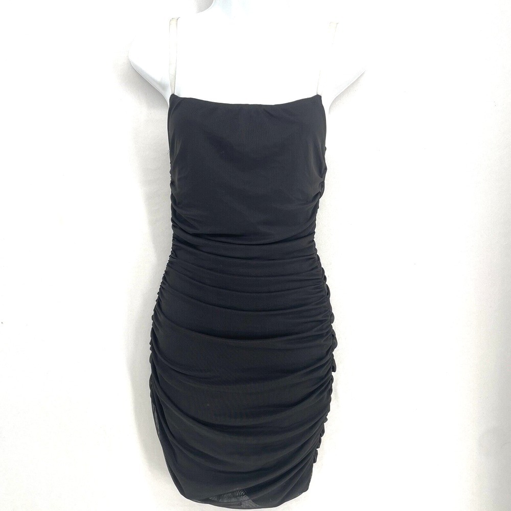 Vintage 90s Y2K Day & Night Sexy BodyCon Mini Dress Size Small Black Ruched